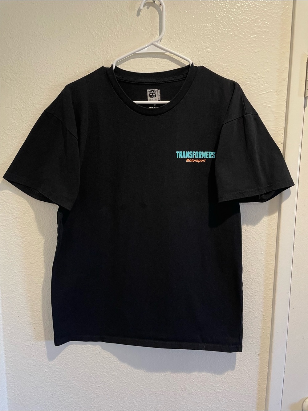 Official Transformers Motorsport Graphic Tee Black Mens Size M Retro Synthwave